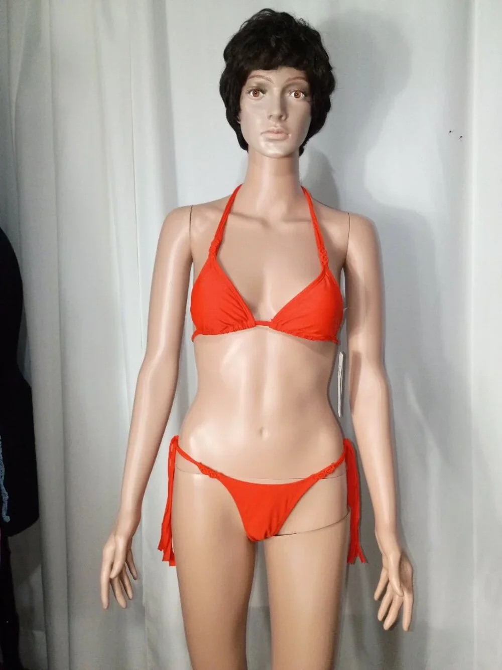 No boundaries boho orange soleil red bikini with macrame sides size XXS (00)